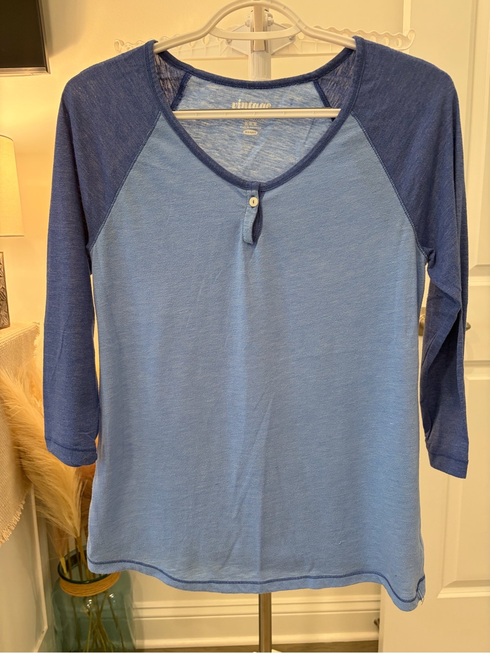 Old Navy Vintage Two-Tone Blue Raglan Long Sleeve Tee